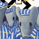 Anthropomorphic mice in blue-striped prison uniforms stare beyond a wall of barbed wire.